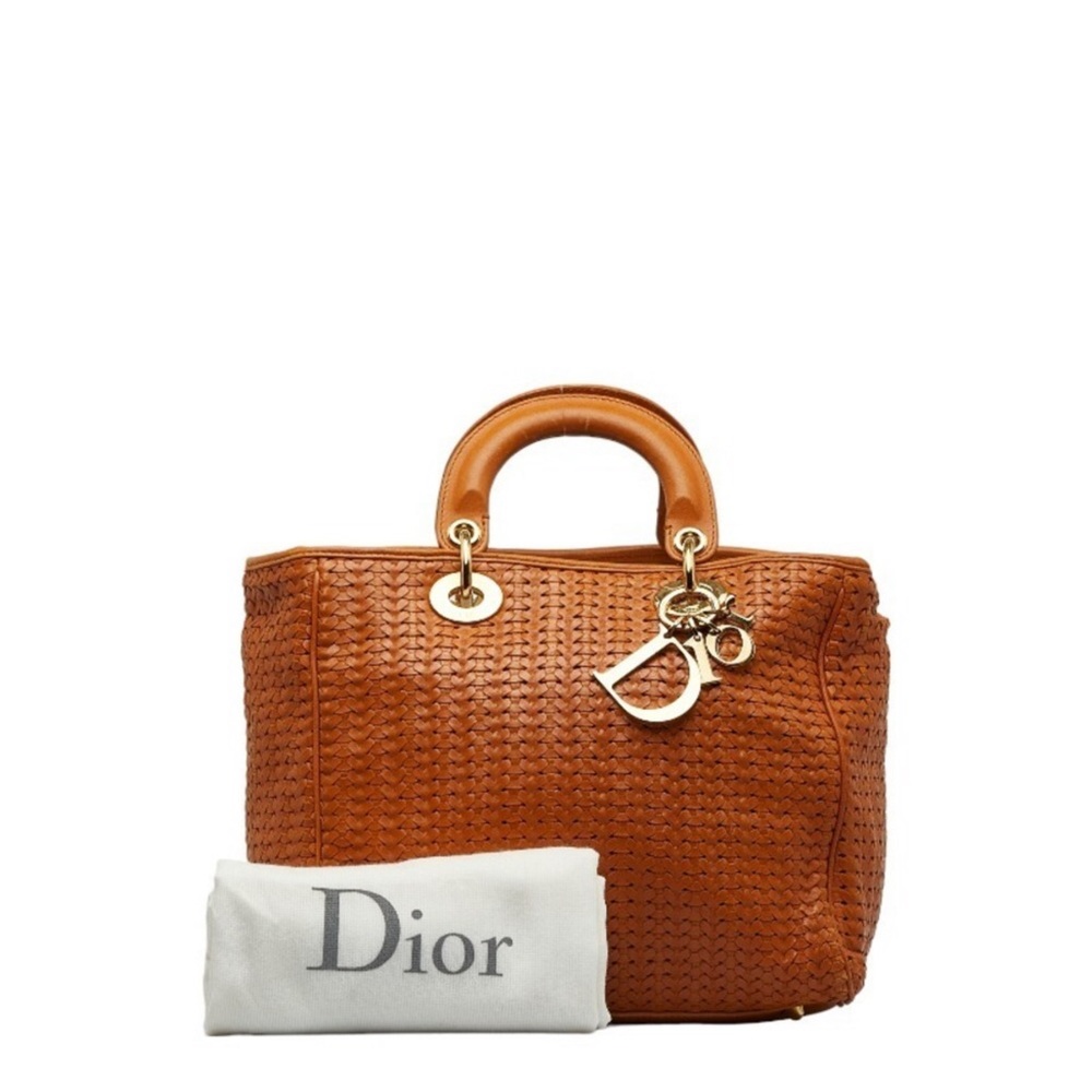 Dior EUC Tan Woven Leather Satchel bag purse